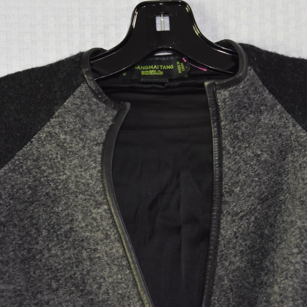 Shanghai Tang Wool Color Block Coat Jacket Bamboo… - image 3